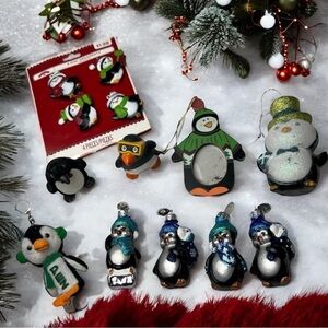 Penguin X-Mas Lot 13: 4 Mini Ornaments 1 Pez 1 Bath Toy 1 Picture Frame 6 Misc